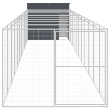 vidaXL Σπιτάκι Σκύλου με Αυλή Ανθρακί 214x1273x181 εκ. Γαλβαν. Χάλυβας