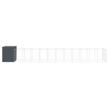 vidaXL Σπιτάκι Σκύλου με Αυλή Ανθρακί 214x1273x181 εκ. Γαλβαν. Χάλυβας