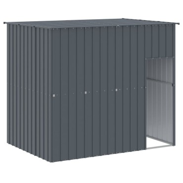 vidaXL Σπιτάκι Σκύλου με Αυλή Ανθρακί 214x1273x181 εκ. Γαλβαν. Χάλυβας