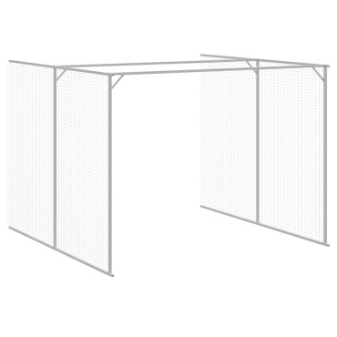 vidaXL Σπιτάκι Σκύλου με Αυλή Ανθρακί 214x1273x181 εκ. Γαλβαν. Χάλυβας