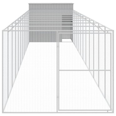 vidaXL Σπιτάκι Σκύλου με Αυλή Αν. Γκρι 214x1273x181εκ. Γαλβαν. Χάλυβας