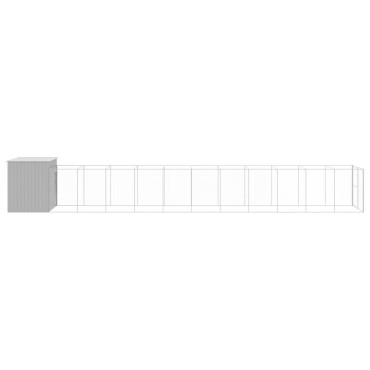 vidaXL Σπιτάκι Σκύλου με Αυλή Αν. Γκρι 214x1273x181εκ. Γαλβαν. Χάλυβας