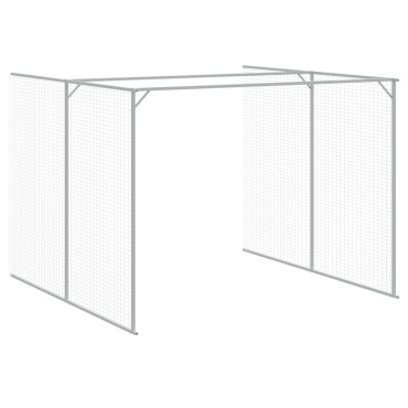 vidaXL Σπιτάκι Σκύλου με Αυλή Αν. Γκρι 214x865x181 εκ. Γαλβαν. Χάλυβας