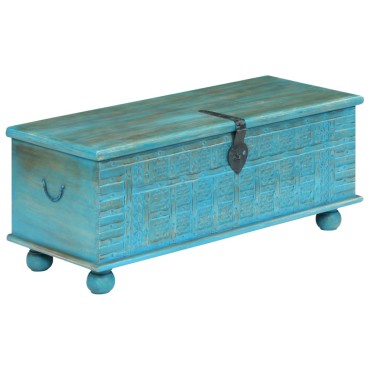 vidaXL Μπαούλο Αποθήκευσης Μπλε 100x40x41cm από Μασίφ Ξύλο Μάνγκο 1 τεμ.