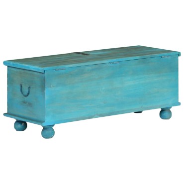vidaXL Μπαούλο Αποθήκευσης Μπλε 100x40x41cm από Μασίφ Ξύλο Μάνγκο 1 τεμ.