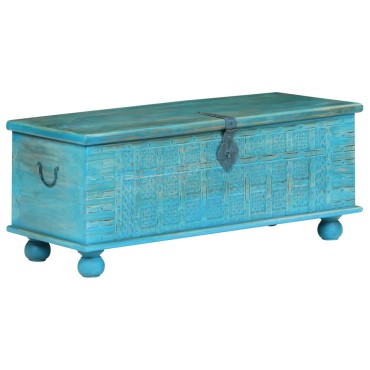 vidaXL Μπαούλο Αποθήκευσης Μπλε 100x40x41cm από Μασίφ Ξύλο Μάνγκο 1 τεμ.