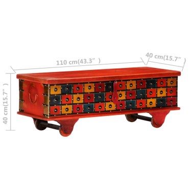 vidaXL Μπαούλο Αποθήκευσης Κόκκινο 110x40x40cm Μασίφ Ξύλο Ακακίας 1 τεμ.
