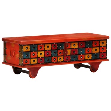 vidaXL Μπαούλο Αποθήκευσης Κόκκινο 110x40x40cm Μασίφ Ξύλο Ακακίας 1 τεμ.