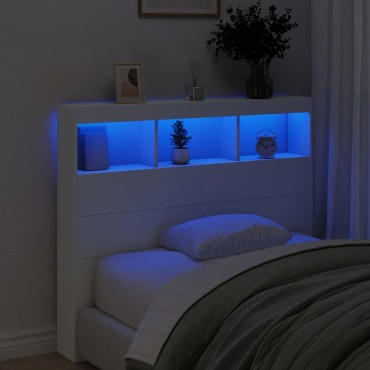 vidaXL Κεφαλάρι με Αποθηκευτικό Χώρο και LED Λευκό 120x17x102cm 1 τεμ.