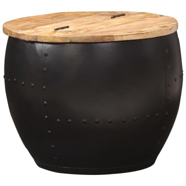 vidaXL Τραπεζάκι Σαλονιού Στρογγυλό 53x43cm από Μασίφ Ξύλο Μάνγκο 1 τεμ.