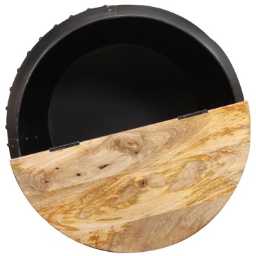 vidaXL Τραπεζάκι Σαλονιού Στρογγυλό 53x43cm από Μασίφ Ξύλο Μάνγκο 1 τεμ.