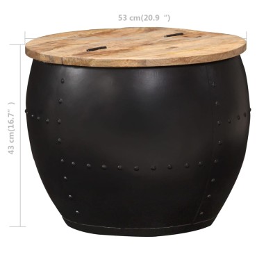 vidaXL Τραπεζάκι Σαλονιού Στρογγυλό 53x43cm από Μασίφ Ξύλο Μάνγκο 1 τεμ.