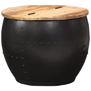 vidaXL Τραπεζάκι Σαλονιού Στρογγυλό 53x43cm από Μασίφ Ξύλο Μάνγκο 1 τεμ.