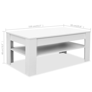 vidaXL Τραπεζάκι Σαλονιού Λευκό 110x65x48cm από Επεξ. Ξύλο 1 τεμ.