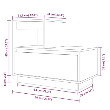 vidaXL Κομοδίνο 60x34x51cm από Μασίφ Ξύλο Πεύκου 1 τεμ.