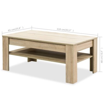 vidaXL Τραπεζάκι Σαλονιού Χρώμα Δρυς 110x65x48cm Μοριοσανίδα 1 τεμ.