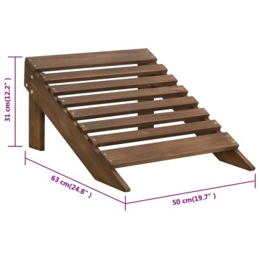 vidaXL Πολυθρόνα με Υποπόδιο Καφέ από Ξύλο 70x153x88cm 1 τεμ.