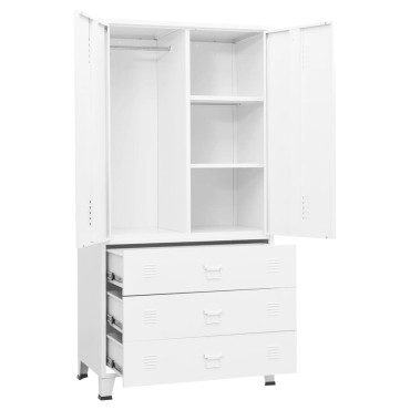 vidaXL Ντουλάπα Βιομηχανική Λευκή 90x50x180cm Μεταλλική 1 τεμ.