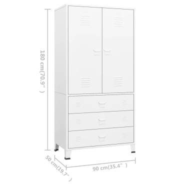 vidaXL Ντουλάπα Βιομηχανική Λευκή 90x50x180cm Μεταλλική 1 τεμ.