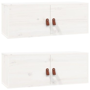 vidaXL Ντουλάπια Τοίχου 2 τεμ. 80x30x30cm από Μασίφ Ξύλο Πεύκου