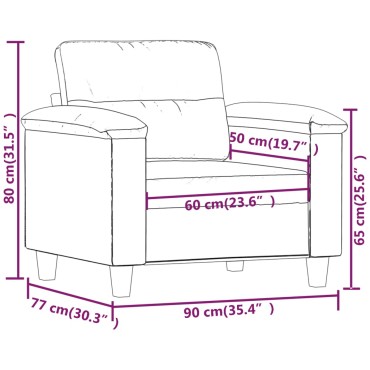 vidaXL Πολυθρόνα Μαύρη από Ύφασμα Μικροϊνών 90x77x80cm 1 τεμ. Γωνιακός