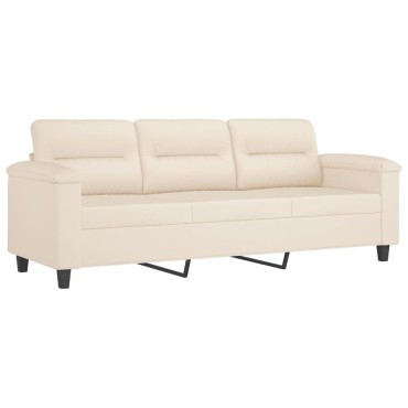 vidaXL Καναπές Τριθέσιος Beige από Μικροΐνες με Μαξιλάρια 210x77x80cm 1 τεμ.