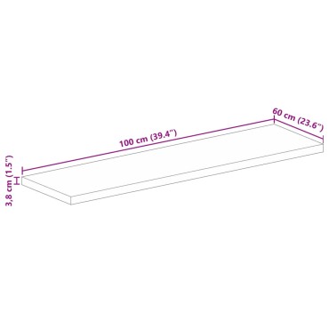 vidaXL Επιφάνεια Τραπεζιού Ορθογώνια 100x60x3,8cm Μασίφ Ξύλο Ακακίας 1 τεμ.