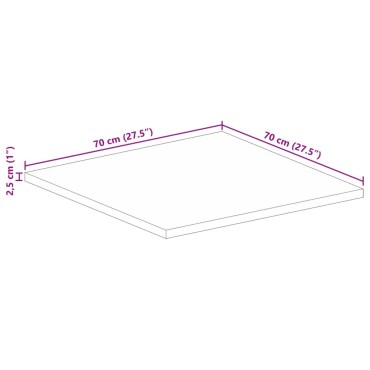vidaXL Επιφάνεια Τραπεζιού Τετράγωνη 70x70x2,5cm Μασίφ Ξύλο Ακακίας 1 τεμ.