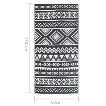vidaXL Χαλί εξωτερικού χώρου ARAKIL Μαύρο 80x150 cm PP