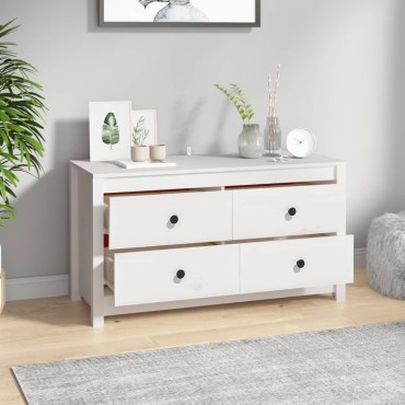 vidaXL Βοηθητικό Ντουλάπι Λευκό 100x40x54cm από Μασίφ Ξύλο Πεύκου 1 τεμ.