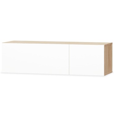 vidaXL Έπιπλο Τηλεόρασης Γυαλιστ. Λευκό/Δρυς 120x40x34cm Επεξ. Ξύλο
