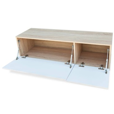 vidaXL Έπιπλο Τηλεόρασης Γυαλιστ. Λευκό/Δρυς 120x40x34cm Επεξ. Ξύλο