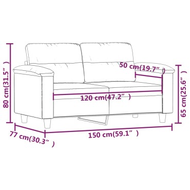 vidaXL Καναπές Διθέσιος Taupe Ύφασμα μικροϊνών 210x77x80cm 1 τεμ.