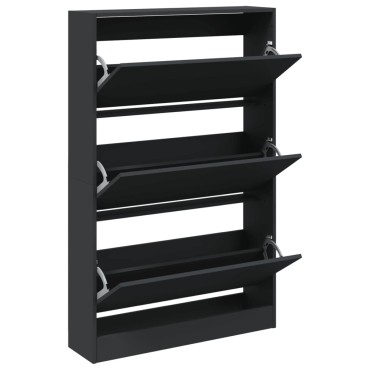 vidaXL Παπουτσοθήκη Μαύρη 80x21x125,5cm από Επεξεργασμένο Ξύλο