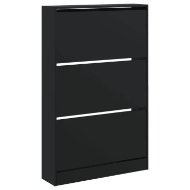 vidaXL Παπουτσοθήκη Μαύρη 80x21x125,5cm από Επεξεργασμένο Ξύλο