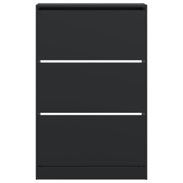 vidaXL Παπουτσοθήκη Μαύρη 80x21x125,5cm από Επεξεργασμένο Ξύλο