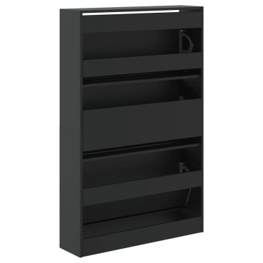 vidaXL Παπουτσοθήκη Μαύρη 80x21x125,5cm από Επεξεργασμένο Ξύλο
