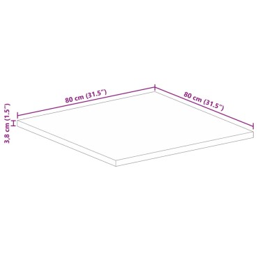 vidaXL Επιφάνεια Τραπεζιού Τετράγωνη 80x80x3,8cm Μασίφ Ξύλο Ακακίας 1 τεμ.