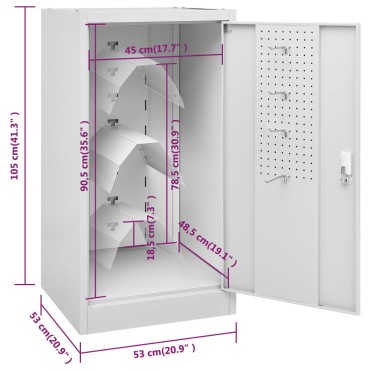 vidaXL Ντουλάπα για Σέλα Ανοιχτό Γκρι 53 x 53 x 105 εκ. Ατσάλινη
