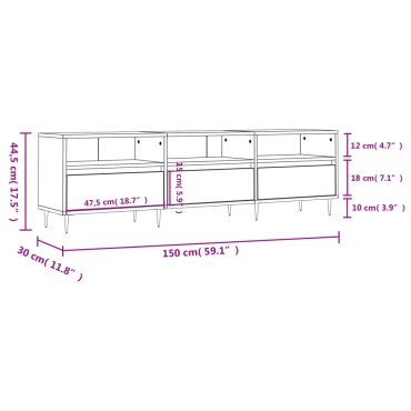 vidaXL Έπιπλο Τηλεόρασης Καπνιστή Δρυς 150x30x44,5cm Επεξ. Ξύλο