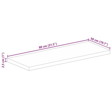 vidaXL Επιφάνεια Γραφείου Ορθογώνια 80x50x2,5cm Μασίφ Ξύλο Ακακίας