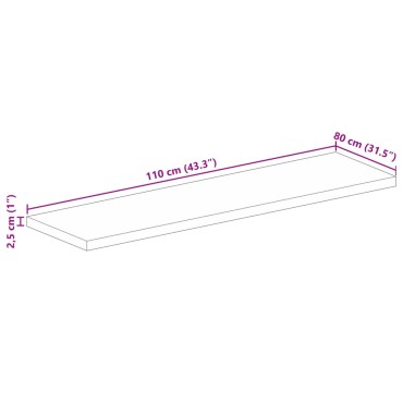 vidaXL Επιφάνεια Τραπεζιού Ορθογώνια 110x80x2,5cm Μασίφ Ξύλο Ακακίας 1 τεμ.