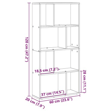 vidaXL Βιβλιοθήκη Αρτισιανή Δρυς 60x20x120cm από Επεξεργασμένο Ξύλο 1 τεμ.