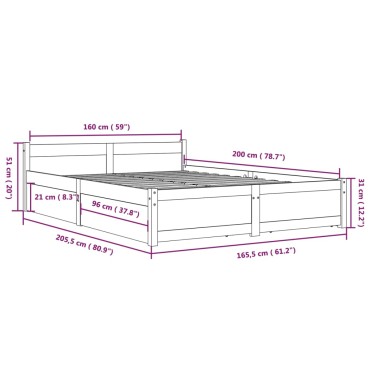 vidaXL Πλαίσιο Κρεβατιού με Συρτάρια 160 x 200 εκ.