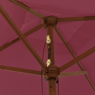 vidaXL Ομπρέλα Κήπου με Ξύλινο Ιστό Μπορντό 198 x 198 x 231 εκ.