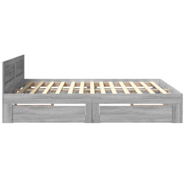 vidaXL Πλαίσιο Κρεβατιού με Κεφαλάρι Γκρι Sonoma 180x200εκ. Επεξ. Ξύλο