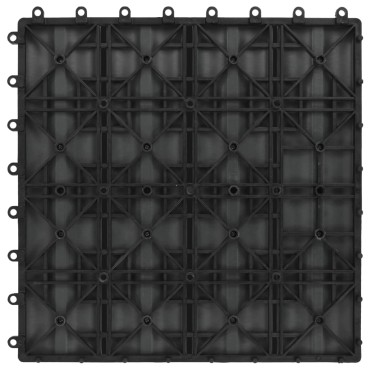 vidaXL Πλακάκια Deck 11 τεμ. Ανάγλυφα Μαύρα 30x30 εκ. 1 μ² WPC