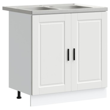vidaXL Βάση Νιπτήρα ""Porto"" με Νιπτήρα Λευκό 80x46x84,5cm από Επεξεργασμένο Ξύλο