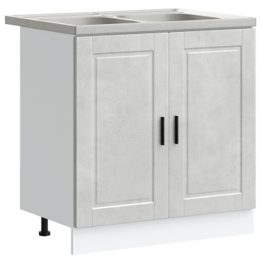 vidaXL Ντουλάπι Βάσης Sink ""Porto"" με Νιπτήρα Γκρίζο Σκυρόδεμα 80x46x84,5cm Επεξεργασμένο Ξύλο 1 τεμ.
