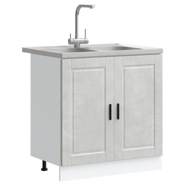 vidaXL Ντουλάπι Βάσης Sink ""Porto"" με Νιπτήρα Γκρίζο Σκυρόδεμα 80x46x84,5cm Επεξεργασμένο Ξύλο 1 τεμ.
